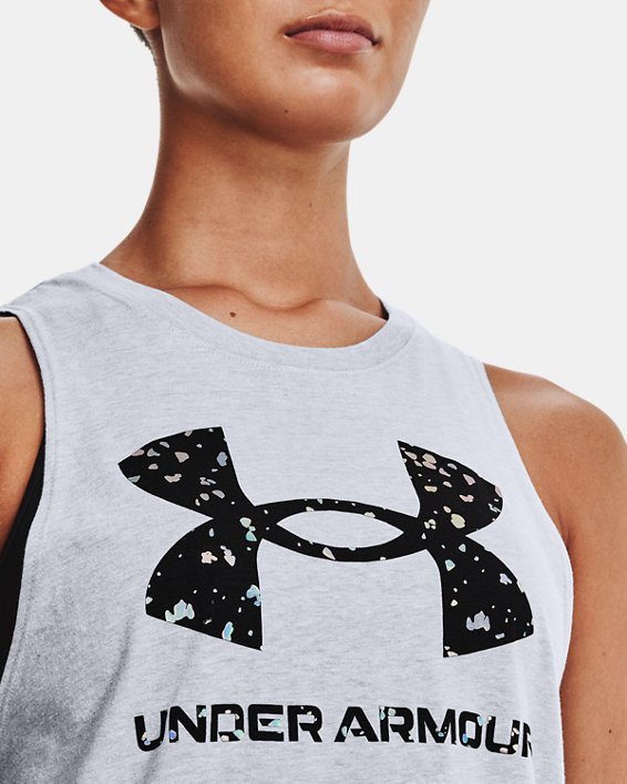 Camiseta sin mangas con estampado UA Sportstyle para mujer, Gray, pdpMainDesktop image number 3